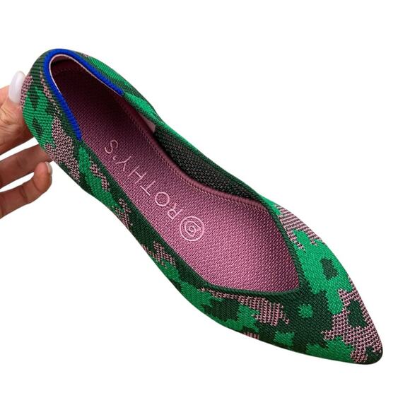 NWOB Rothy’s The Point Flats Green Botanicamo Sz 6 Retired Rare Comfort Washable - Picture 7 of 9